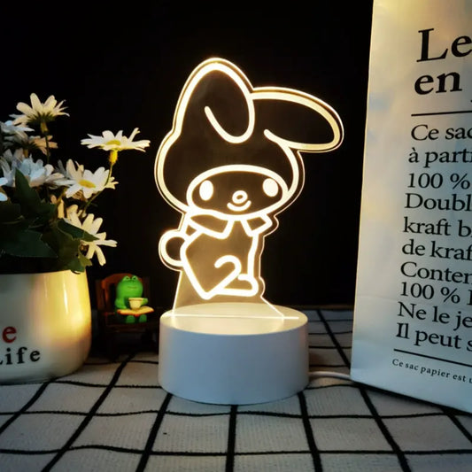 Sanrio Kuromi LED Night Light Cute Cinnamoroll USB-Powered Lamp Power Girls' Bedroom Table Decor Mini 60 Contemporary