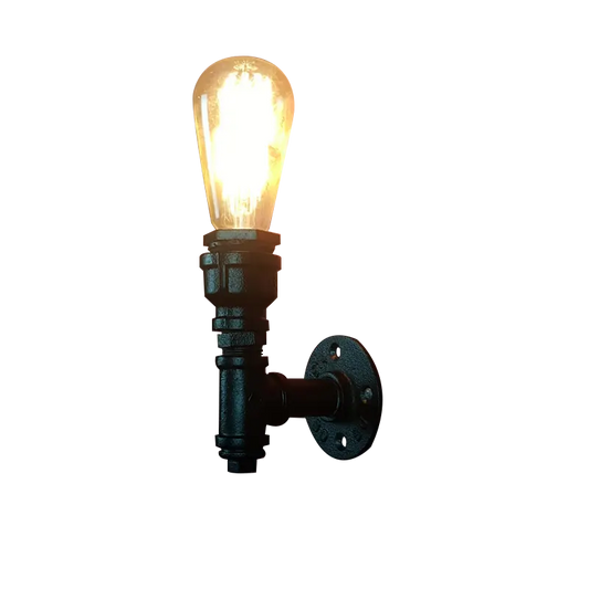 Vintage E27 Single Head Wall Mounted Light Water Pipe Iron Wall Lamp Bronze Bracket Industrial Style Balcony Dining Room