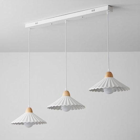Modern Design Solid Wood E27 Pendant Lamp Creative Pleated Cloth Large Hanging Bedroom Bedside Restaurants Bars AC Power