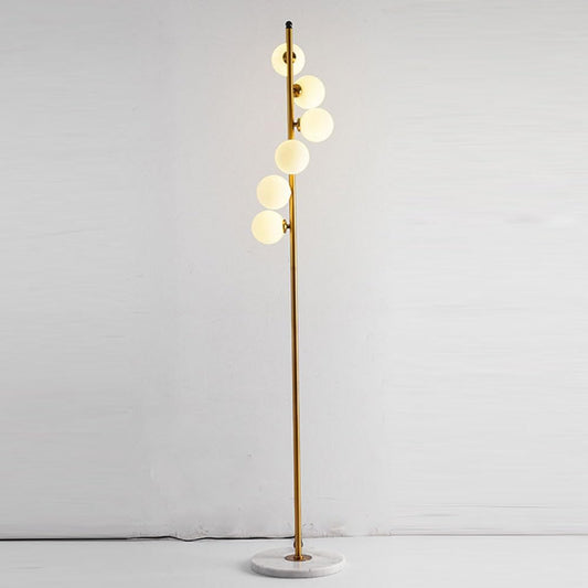 Nordic Luxury LED Vertical Light Modern Creative Personality Design Glass Ball Floor Lamp for Living Room & Bedroom White 90