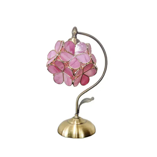 Postmodern Luxury Copper Table Lamp Retro Glass Flower Modern Reading Light Bedroom Custom Packing Crystal Metal Hotel AC 90V