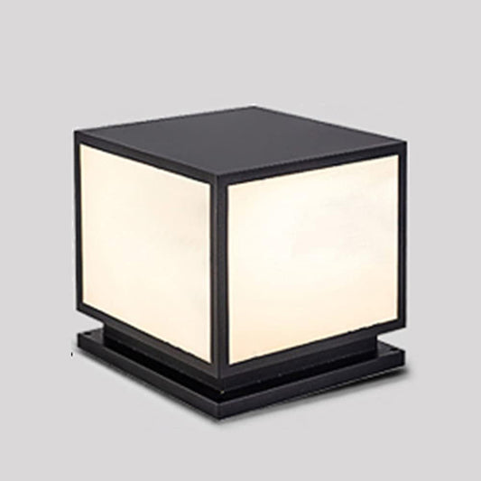 Modern Outdoor Column Light IP54 Waterproof Creative Square Cube E27 Table Lamp Pond Landscape Deck Finish Aluminum Metal Black