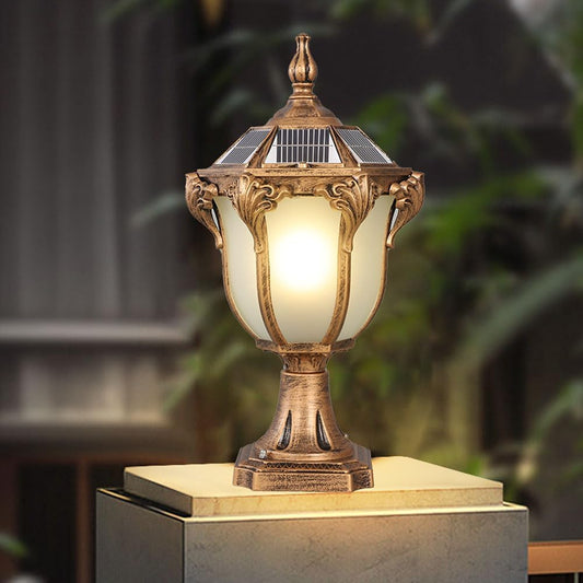 Outdoor Rustic Bronze Solar LED Column Caps Lamps IP65 Waterproof Deck Post Bollard Lighting Lawn Pillar Lights Pillar