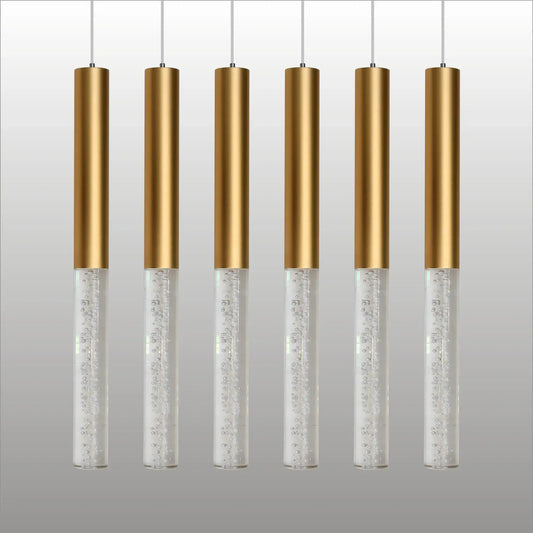 Modern LED Pendant Lamp Three-Color Dimmable Simplicity Aluminium Cylinder Light Adjustable Height Hanging Chandelier Living