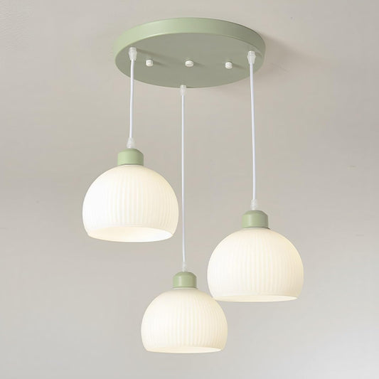 Modern Green Glass Chandelier 3-Lights E27 Indoor Triple Pendant Light Fixtures Kitchen Island Dining Restaurant Home Decor