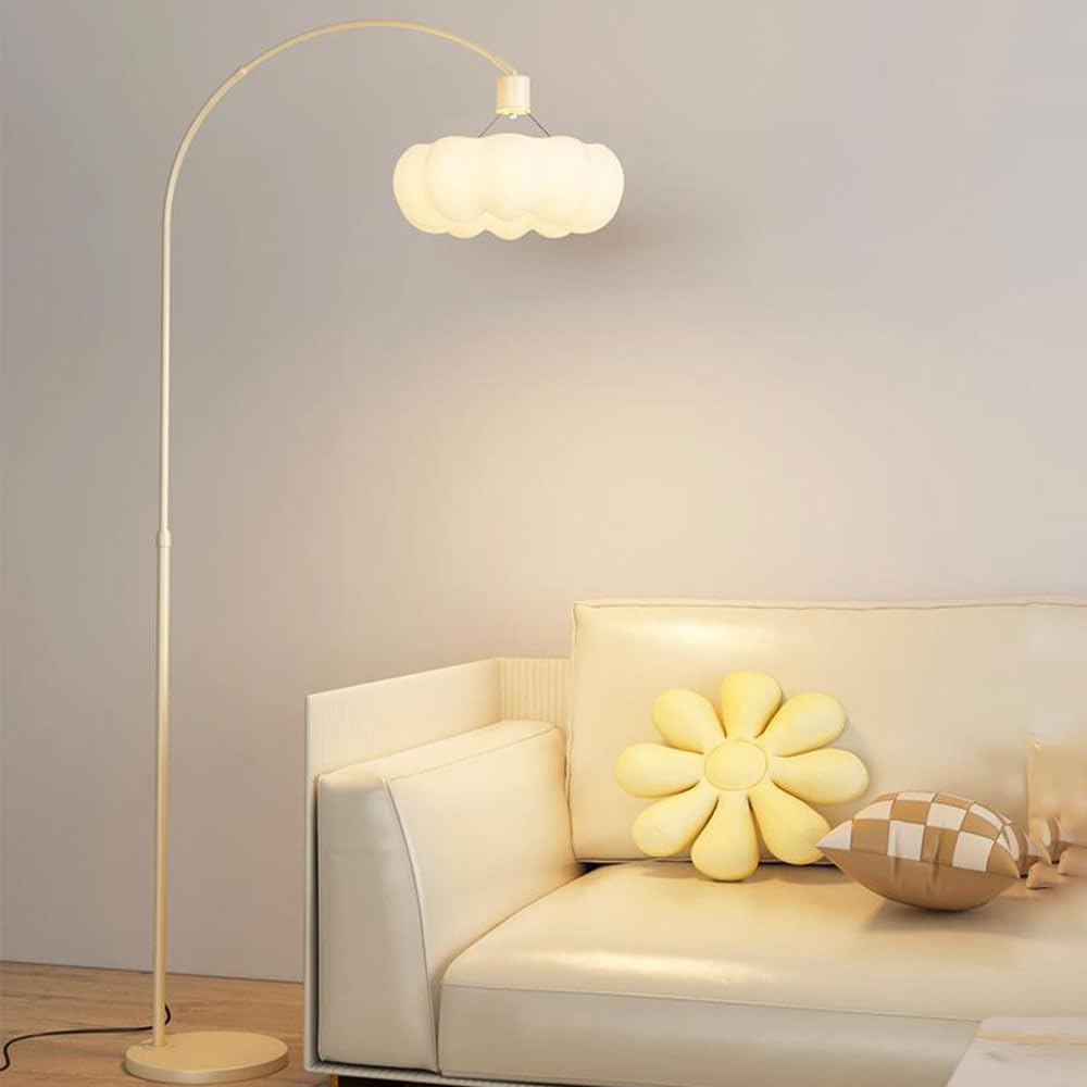 Modern Metal Tall Stand Floor Lamp White Acrylic Lampshade Creative Vertical Lighting Switch Bedroom Study Room Living Room