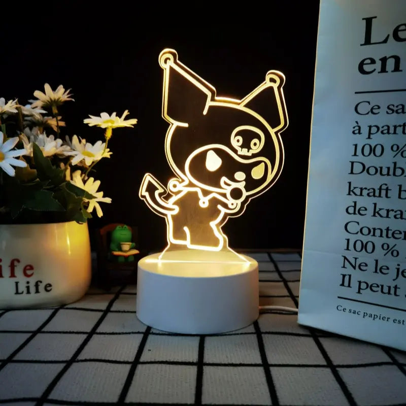 Sanrio Kuromi LED Night Light Cute Cinnamoroll USB-Powered Lamp Power Girls' Bedroom Table Decor Mini 60 Contemporary