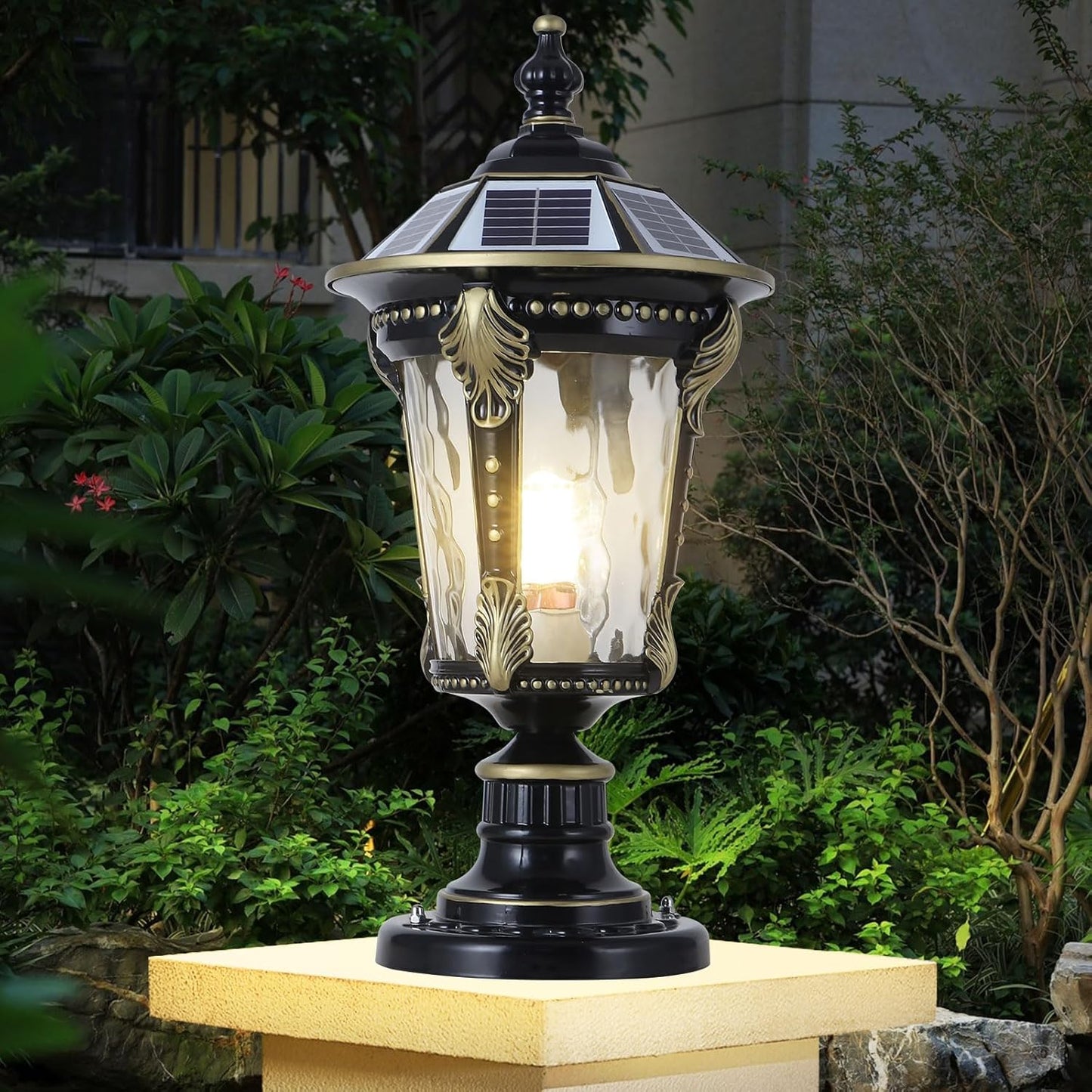 Modern LED Exterior Lamp Post Aluminum Glass Solar Powered with E27 Base Waterproof Deck Fence & Entry Lawn Lights 80"