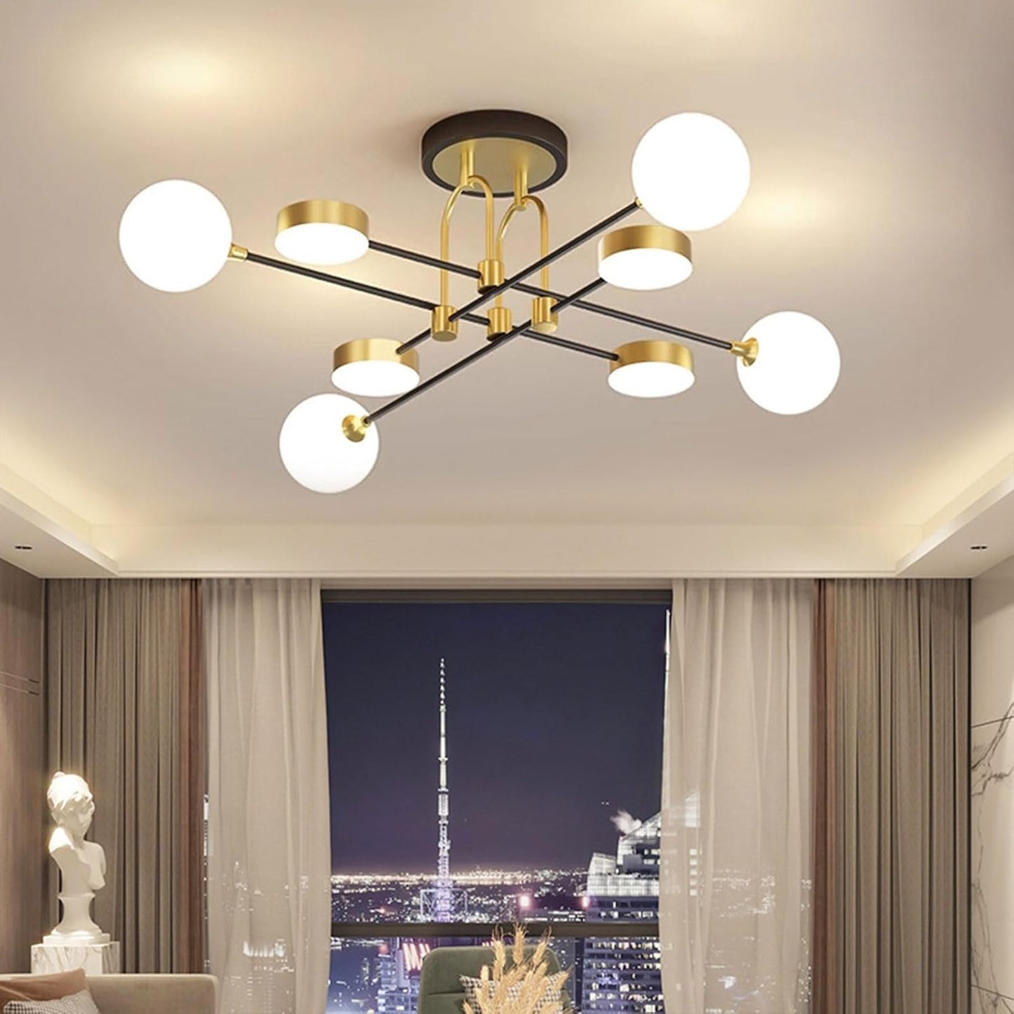 Mid Century Modern LED Ceiling Lights Creative Indoor Chandeliers 3 Color Temperatures Living Room Dining Room Bedroom Kitchen