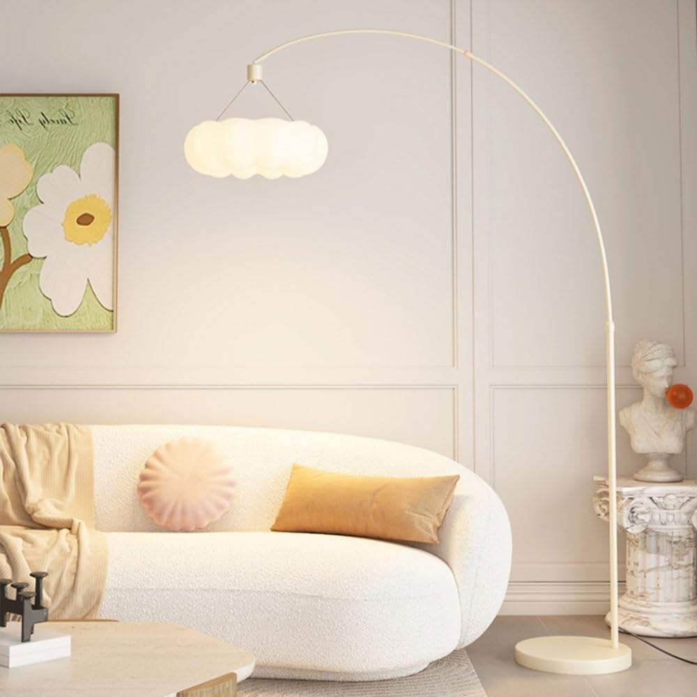 Modern Metal Tall Stand Floor Lamp White Acrylic Lampshade Creative Vertical Lighting Switch Bedroom Study Room Living Room