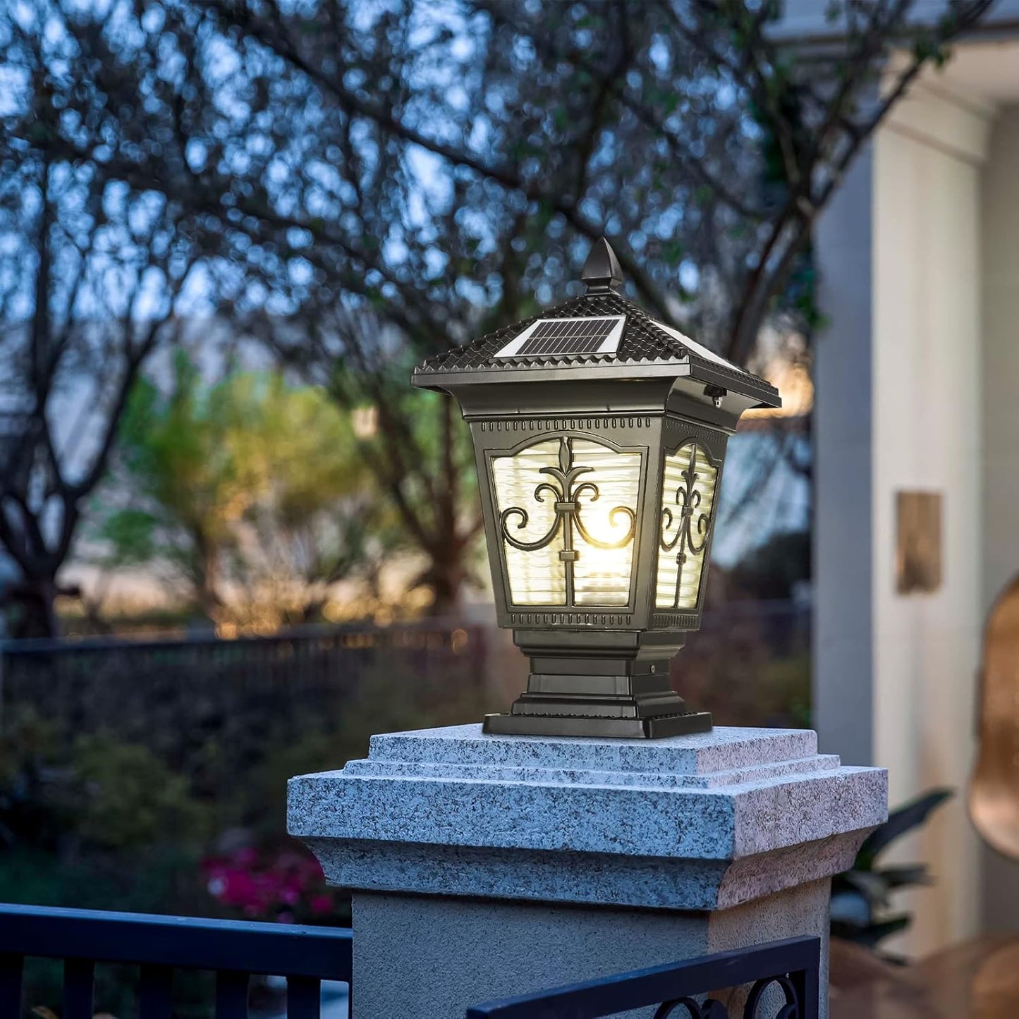 Column Light IP65 Waterproof Post Cap Lamp LED Solar Outdoor E27 Pillar Lights Garden Lamp