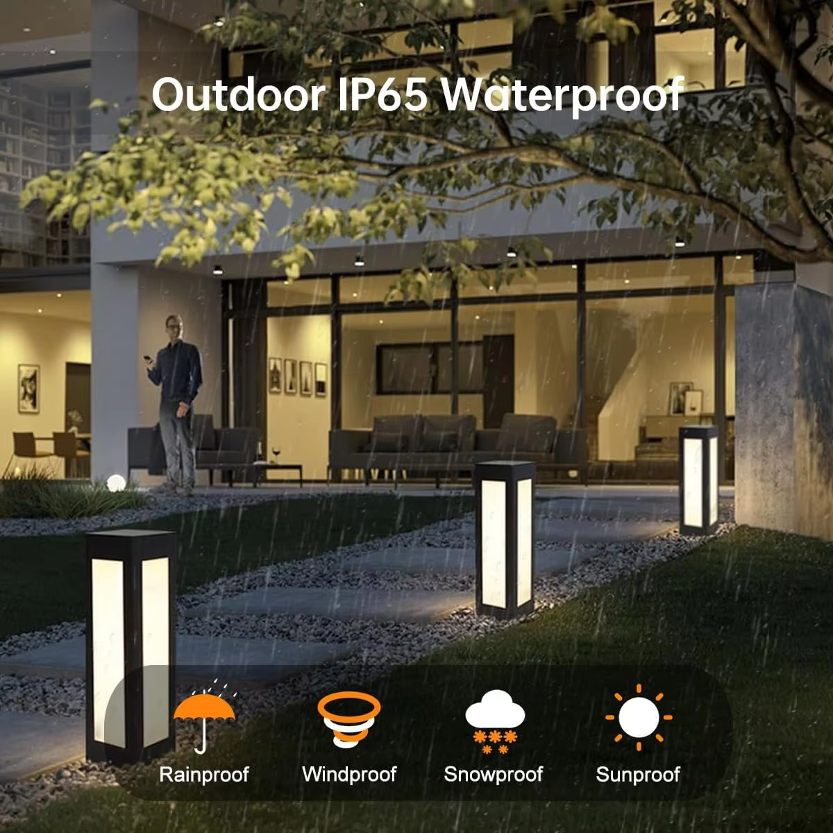 Modern IP65 Waterproof Aluminum LED Lawn Light 3000K Warm White Lighting Garden Decorations-Outdoor Solar Courtyard Pathway