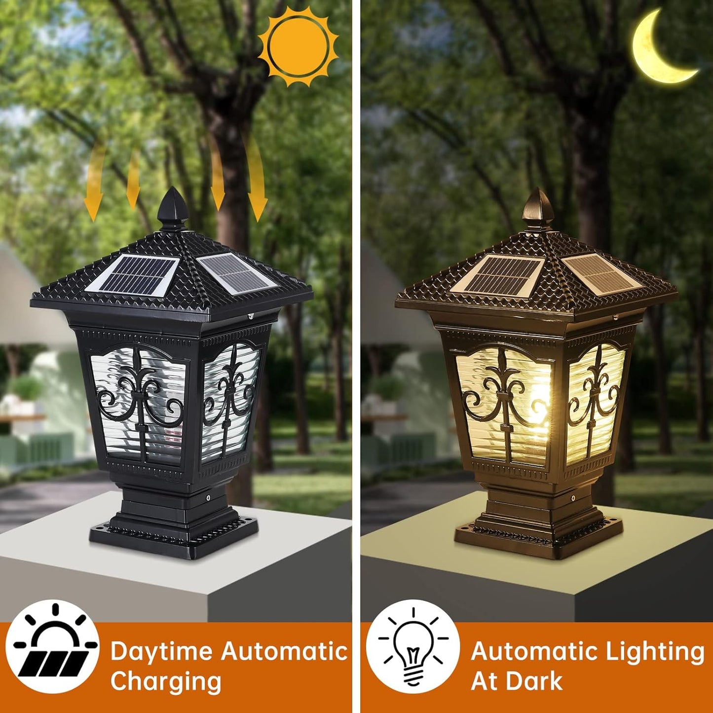 Column Light IP65 Waterproof Post Cap Lamp LED Solar Outdoor E27 Pillar Lights Garden Lamp