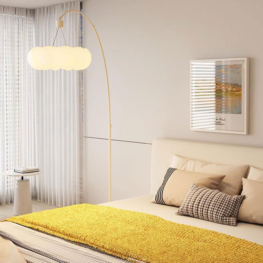 Modern Metal Tall Stand Floor Lamp White Acrylic Lampshade Creative Vertical Lighting Switch Bedroom Study Room Living Room