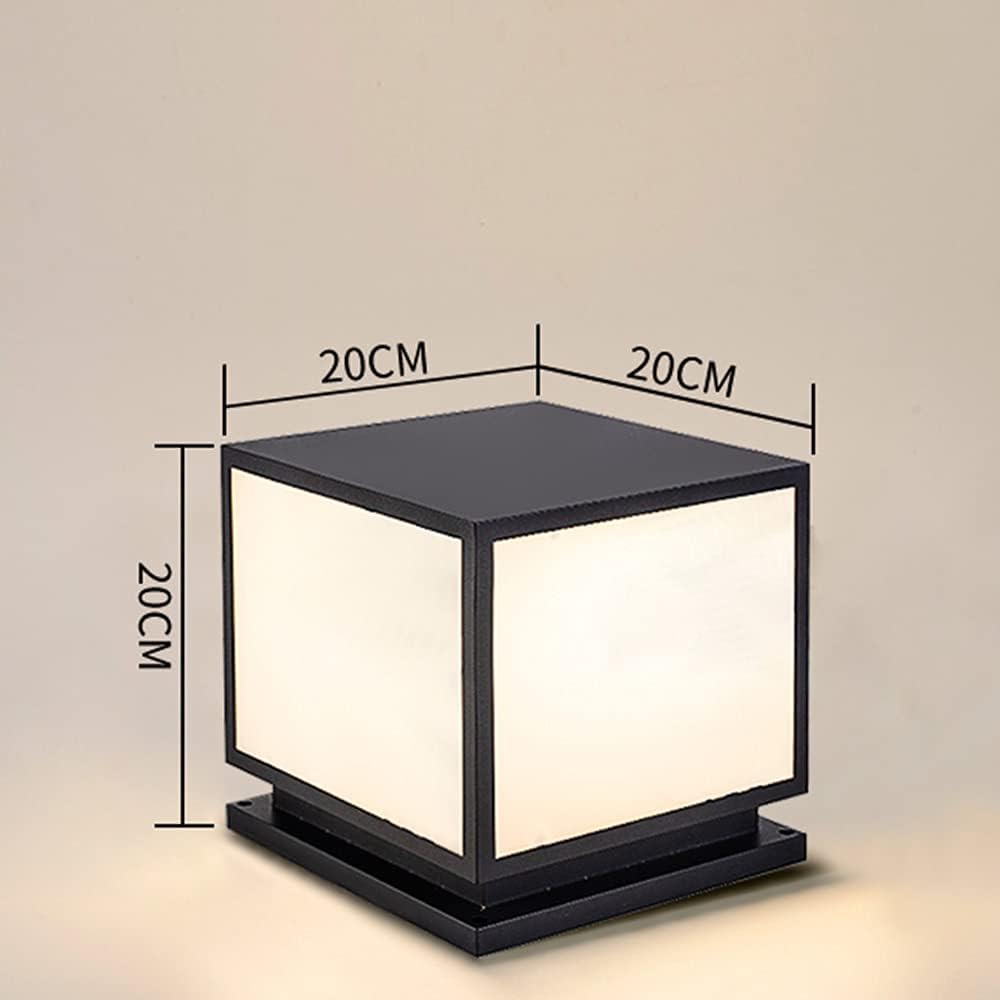 Modern Outdoor Column Light IP54 Waterproof Creative Square Cube E27 Table Lamp Pond Landscape Deck Finish Aluminum Metal Black