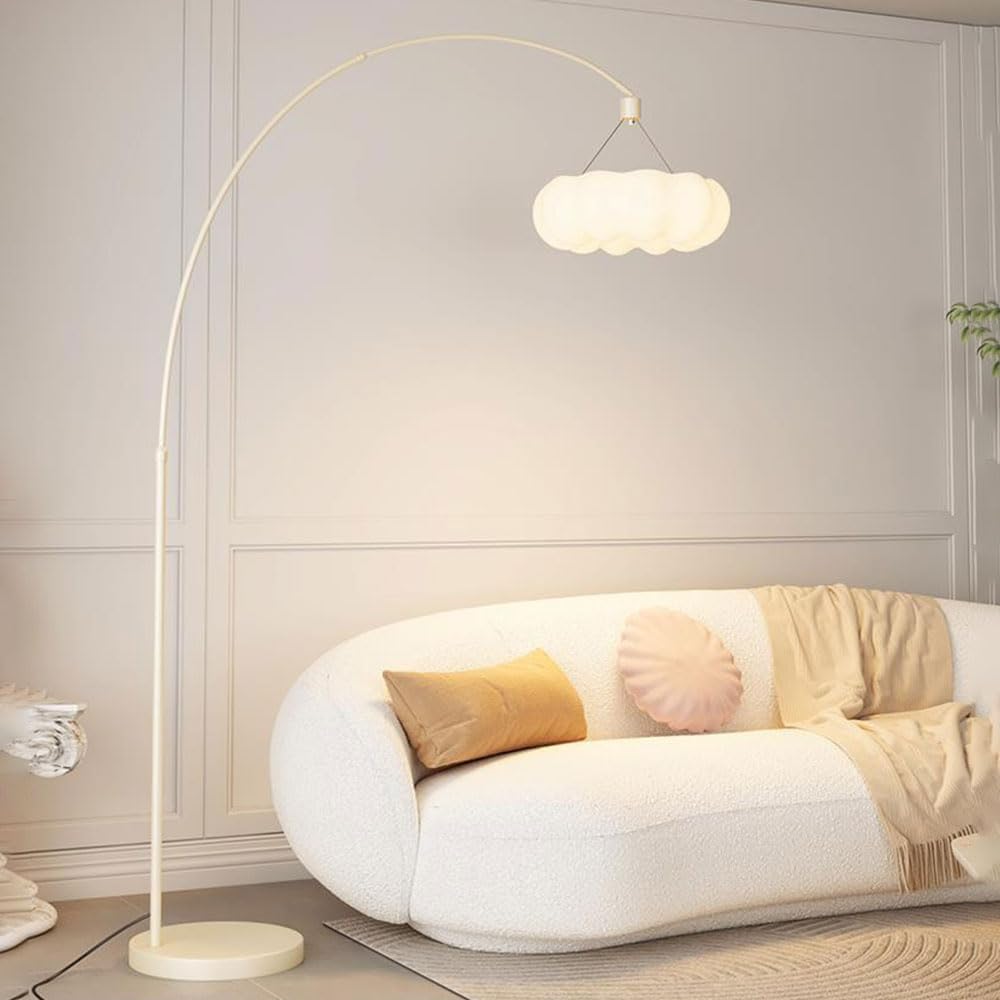 Modern Metal Tall Stand Floor Lamp White Acrylic Lampshade Creative Vertical Lighting Switch Bedroom Study Room Living Room