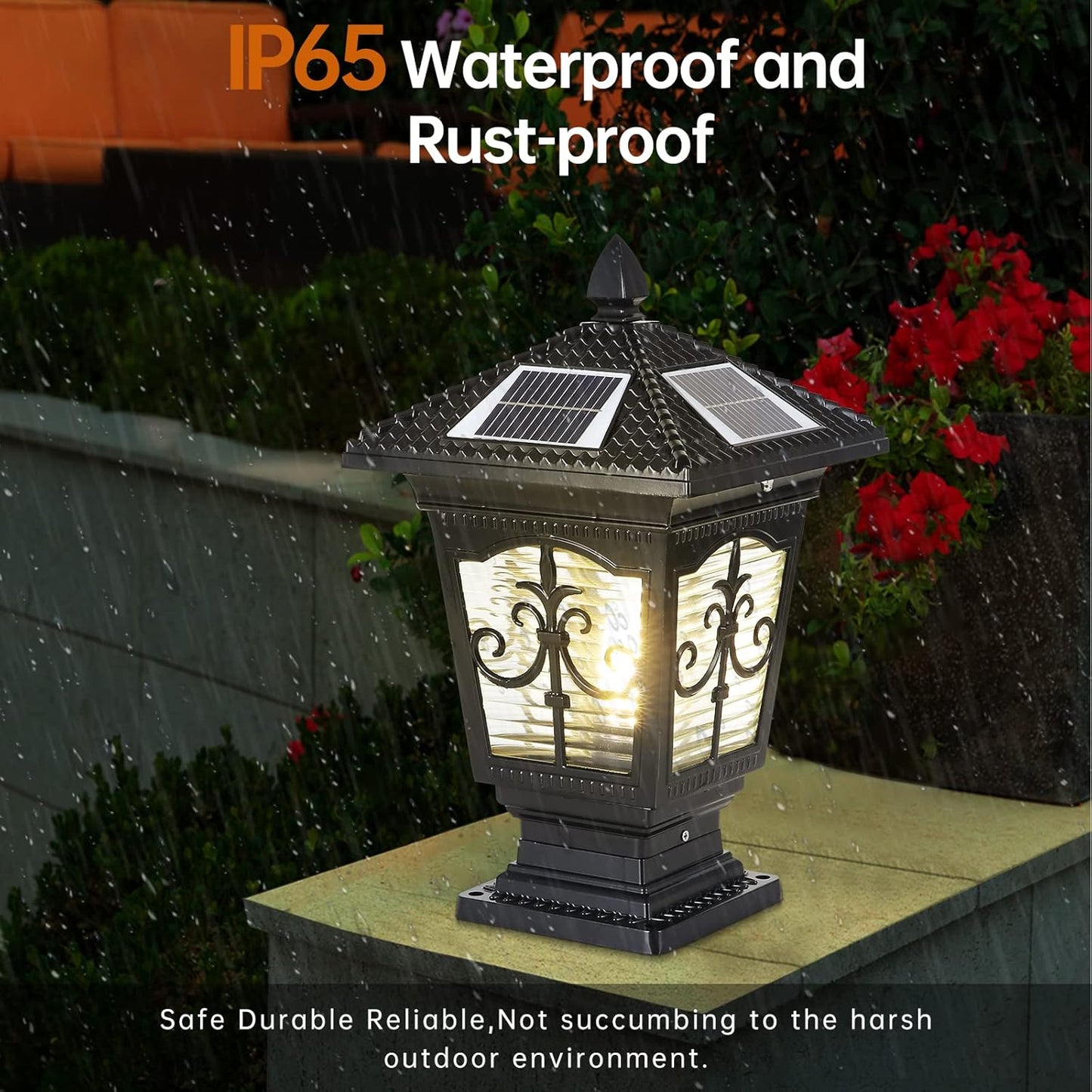 Column Light IP65 Waterproof Post Cap Lamp LED Solar Outdoor E27 Pillar Lights Garden Lamp